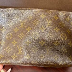 Louis Vuitton Brown and Gold Cosmetic Bag